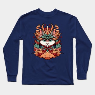 Samurai neko cat furry Long Sleeve T-Shirt